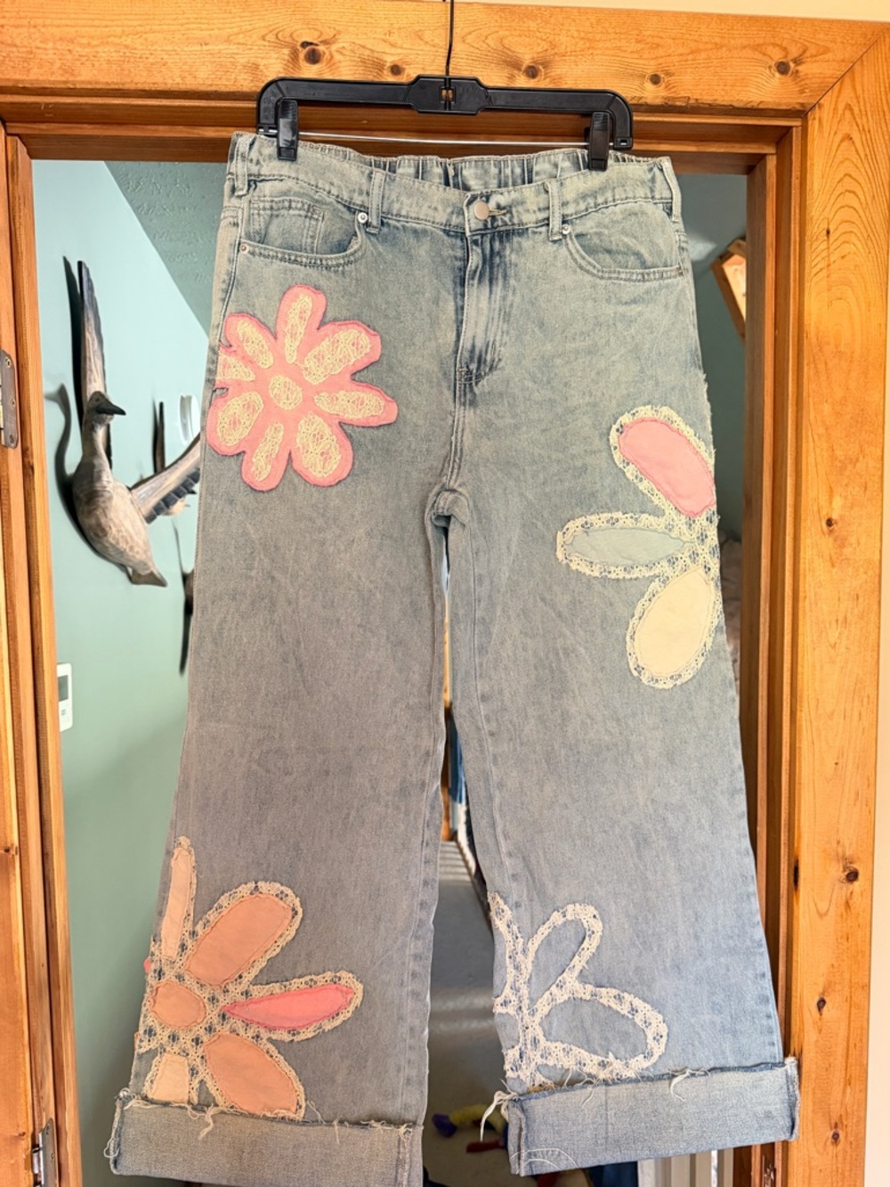 Oli & Hali Vintage-Inspired Blue Floral Patchwork Women's Jeans